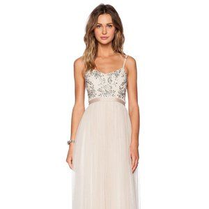 Needle & Thread Blush Beaded Maxi Tulle Gown